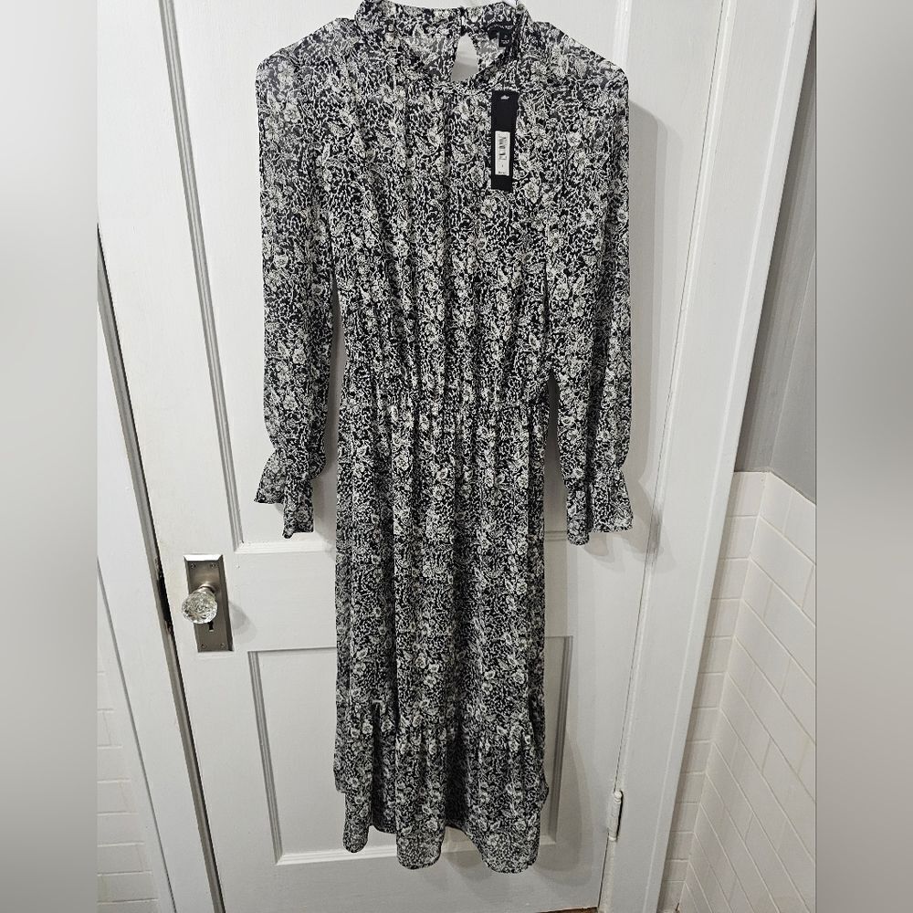 NWT Banana Republic black and white floral dress sz 2